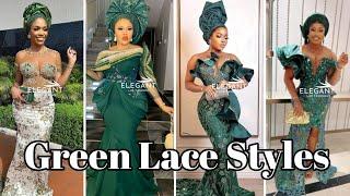 LATEST Green Lace Styles 2024 Asoebi Styles For Owanbe  Nigerian Lace Style 2024  Asoebi Lace