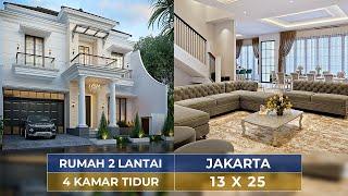 DESAIN RUMAH STYLE KLASIK MODERN 4 KAMAR TIDUR DAN SWIMMING POOL DI JAKARTA - JASA DESAIN RUMAH