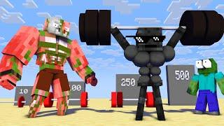 Monster School  WHO IS THE STRONGEST & FITNESS Challenge - Minecraft Animation