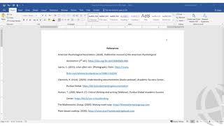 Formatting an APA Style Reference List