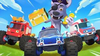 Shark and Monster Police Truck  Monster Cars  Nursery Rhymes & Kids Song  BabyBus - Cars World