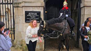 CANADIAN TOURIST GETS BADLY BITTEN - and shows everyone what can happen at Horse Guards
