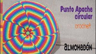 Punto Apache tejido a crochet en circular Almohadón  Tejiendo Perú 