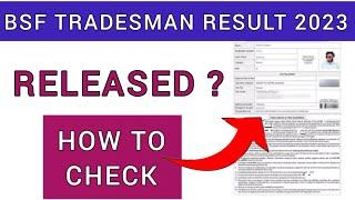 BSF TRADESMAN Result 2023  How To Check BSF TRADESMAN Result 2023