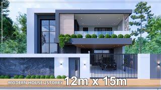 Modern House Design idea  12m x 15m 2Storey  4Bedroom