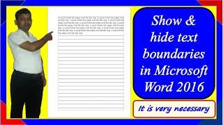 How to show & hide text boundaries in MS Word 2016 ।। How to bring text boundaries in MS Word 2016