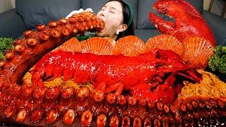 Mukbang ASMR 5ft Giant OCTOPUS Legs Lobster Spicy Stir-Fried Jjamppong Seafood Recipe Ssoyoung