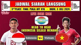 JADWAL FINAL PIALA AFF U16 2024 & 3rd Place Final - INDONESIA vs VIETNAM