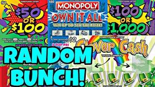 PA LOTTERY  MONOPOLY CLOVER CASH & $50 $100 $1000 SCRATCH OFF TICKETS #scratchers