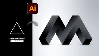 How to create 3d letter M in Adobe Illustrator  3D letter Design  2024