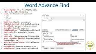 Word Advanced Find Feature