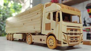 CONTAINER TRAILER VOLVO FH WOODEN TRUCK Part1 WOODWORKING