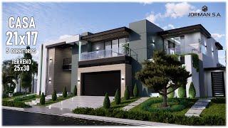Modern House Design 21x17m 2 Storey  5 Bedrooms Family Home