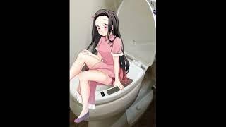 nezuko uses the toilet