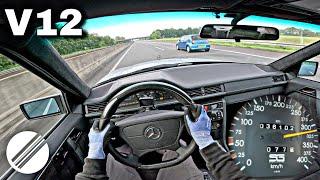1993 Mercedes-Benz W124 SG65 V12 TOP SPEED DRIVE ON GERMAN AUTOBAHN 
