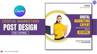 Digital Marketing Post Design in Canva  Social Media Post Design Canva  Canva Tutorial 2023