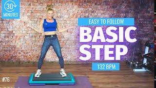 30 Minute Basic Step aerobics Workout Cardio FUN 132 BPM Step CLASS