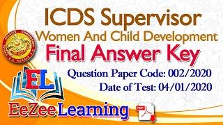 ICDS Supervisor  Women And Child Development  January 4 2020  Final Answer Key