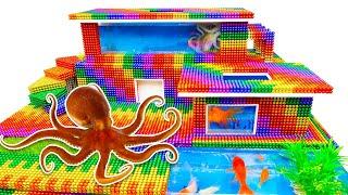 DIY - Build Amazing Modern Mansion Swimming Pool For Octopus From Magnetic Balls Satisfying