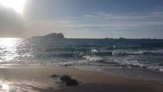 Cala Comte beach waves Ibiza