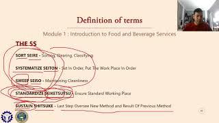 Definition of Terms Intro to F&B Services  Fundamentals in Food Service Operations