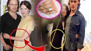 Pregnant CaitrionaBalfe sparks engagement rumours as she shows off ring during a stroll with Heughan