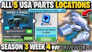 ALL 5 USA PARTS LOCATIONS IN DRIVE WORLD FOR SEASON 3 WEEK 4 QUEST ROBLOX DRIVE WORLD PARTS USA