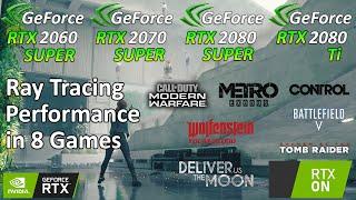 RTX 2060 Super vs RTX 2070 Super vs RTX 2080 Super vs RTX 2080 Ti - Ray Tracing Test  8 Games 1440p