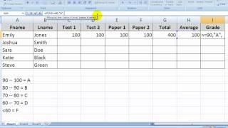MS Excel the IF Function & Letter Grades