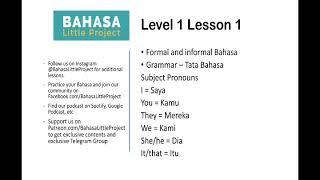 Learn Bahasa Indonesia Level 1 lesson 1 Subject Pronouns Basic Verbs Bahasa Indonesia