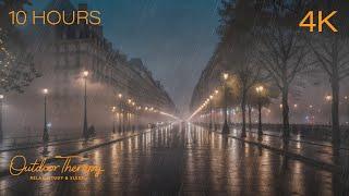 Stormy Night in Paris  A Relaxing and Steady Rain on Stone Streets  STUDY  SLEEP  10 HOURS