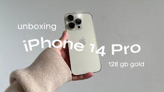 aesthetic gold iphone 14 pro unboxing   phone & accessories unboxing