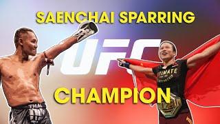 Saenchai Sparring UFC Champion  Zhang Wei Li  Khongsittha Muay Thai Gym  张伟丽