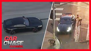 WILD high-speed chase of stolen Jaguar through LA freeways  Car Chase Channel