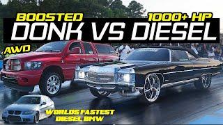 DONKMASTER Z06 DONK VS 1000+ HP AWD TURBO DIESEL  Drag Race  Worlds Fastest Diesel BMW Grudge Races