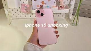 iphone 15 pink 512gb unboxing  accessories + aesthetic setup