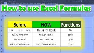 how to use excel formulas proper upper lower trim formulas in excel