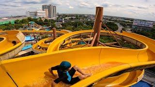 All Water Slides At Fantasia Lagoon Waterpark in Bangkok Rooftop Waterpark