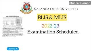 NOU BLIS and MLIS  Examination schedule  Nalanda Open University