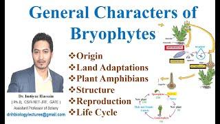 General Character of Bryophytes Amphibians Land adaptations Hepaticopsida Anthocerotopsida Bryopsida