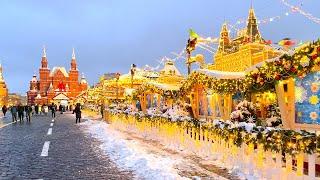 Walking tour - Magic Christmas - Red Square - Moscow 4k Russia - HDR