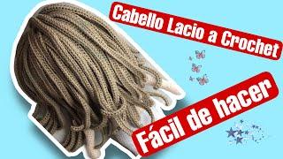 TUTORIAL  Cómo hacer cabello lacio a crochet  SUBS #cabellolacio #Amigurumi #crochet