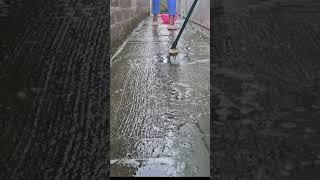 Satisfying Sounds of Scrubbing Pavement Floor with RainFall #shortsvideo