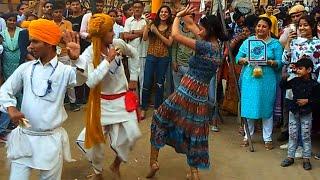 Indian girls performing traditional folk dance in Faridabad