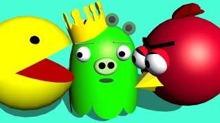 PACMAN starring Angry Birds    3D animated  game mashup  FunVideoTV - Style -