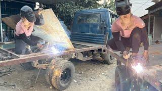 Mechanical Engineering. Girl Makes Truck Body. Welding Design & Skills Mechanical \ Blacksmith Girl