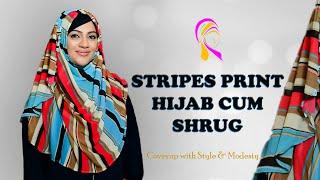 Strips Hijab Cum Shrug  Double Loop Hijab  HIJABEAZE by UROOJ