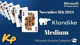 Microsoft Solitaire Collection - Daily Challenge - Klondike Medium - November 8th 2024 - 2024-11-08