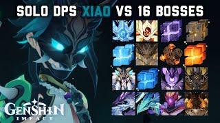 Solo DPS Xiao vs 16 Bosses Without Buff  Genshin Impact