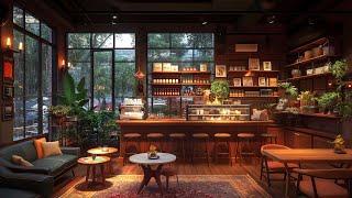 Slow Jazz Rainy Ambience - Coffee Shop Music and Rain Sounds for Study Work and Relaxation